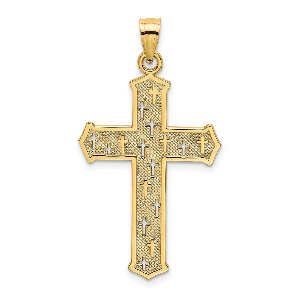 Charm „Kreuz mit Pfeilspitzen und Kreuzakzenten" aus 14K Gelbgold