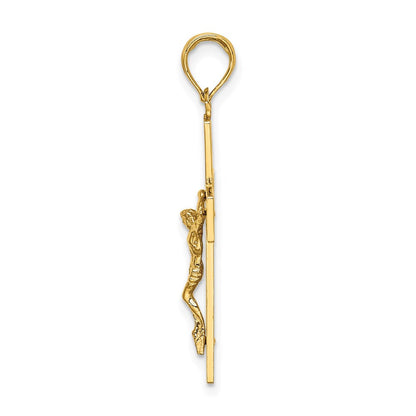 14K Gelbgold Herz-Charm mit Ausschnitt, „I LOVE JESUS" und Kruzifix auf der Rückseite