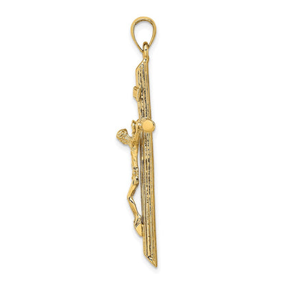 14K Gelbgold Kruzifix-Charm mit strukturierter Oberfläche