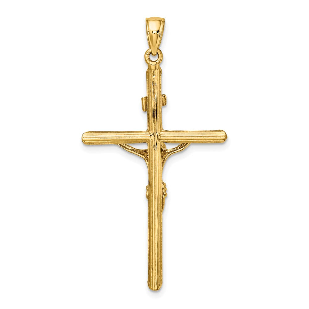 14K Gelbgold Kruzifix-Charm mit strukturierter Oberfläche