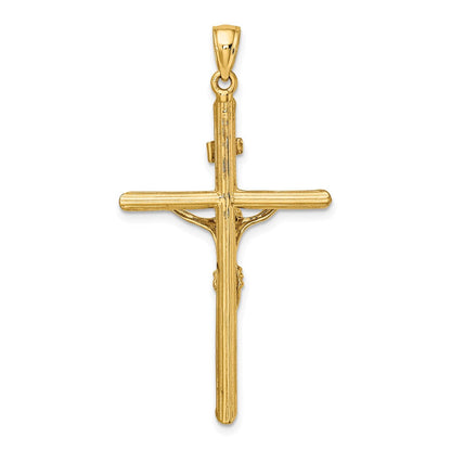 14K Gelbgold Kruzifix-Charm mit strukturierter Oberfläche