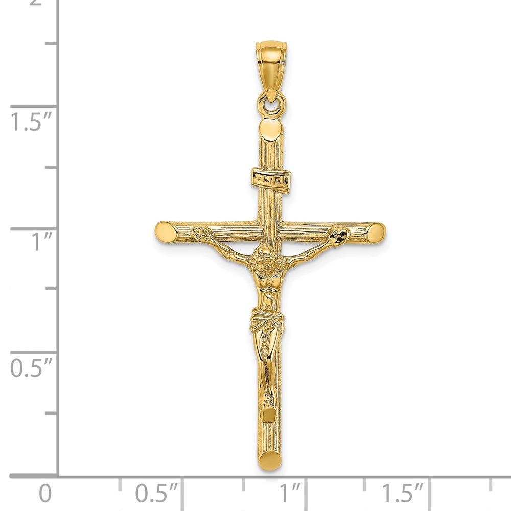 14K Gelbgold Kruzifix-Charm mit strukturierter Oberfläche