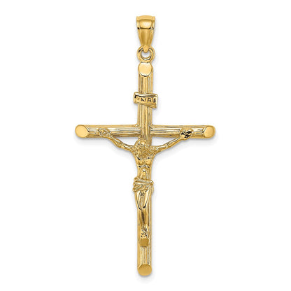 14K Gelbgold Kruzifix-Charm mit strukturierter Oberfläche
