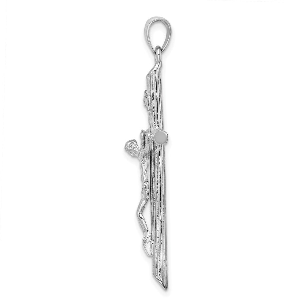 14K Weißgold Kruzifix-Charm mit strukturierter Oberfläche