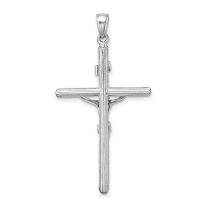14K Weißgold Kruzifix-Charm mit strukturierter Oberfläche