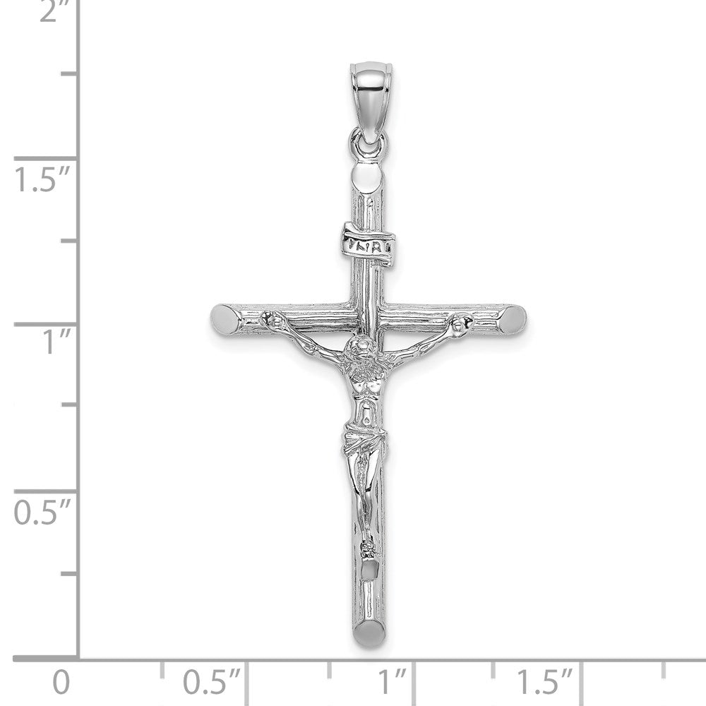 14K Weißgold Kruzifix-Charm mit strukturierter Oberfläche