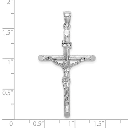 14K Weißgold Kruzifix-Charm mit strukturierter Oberfläche