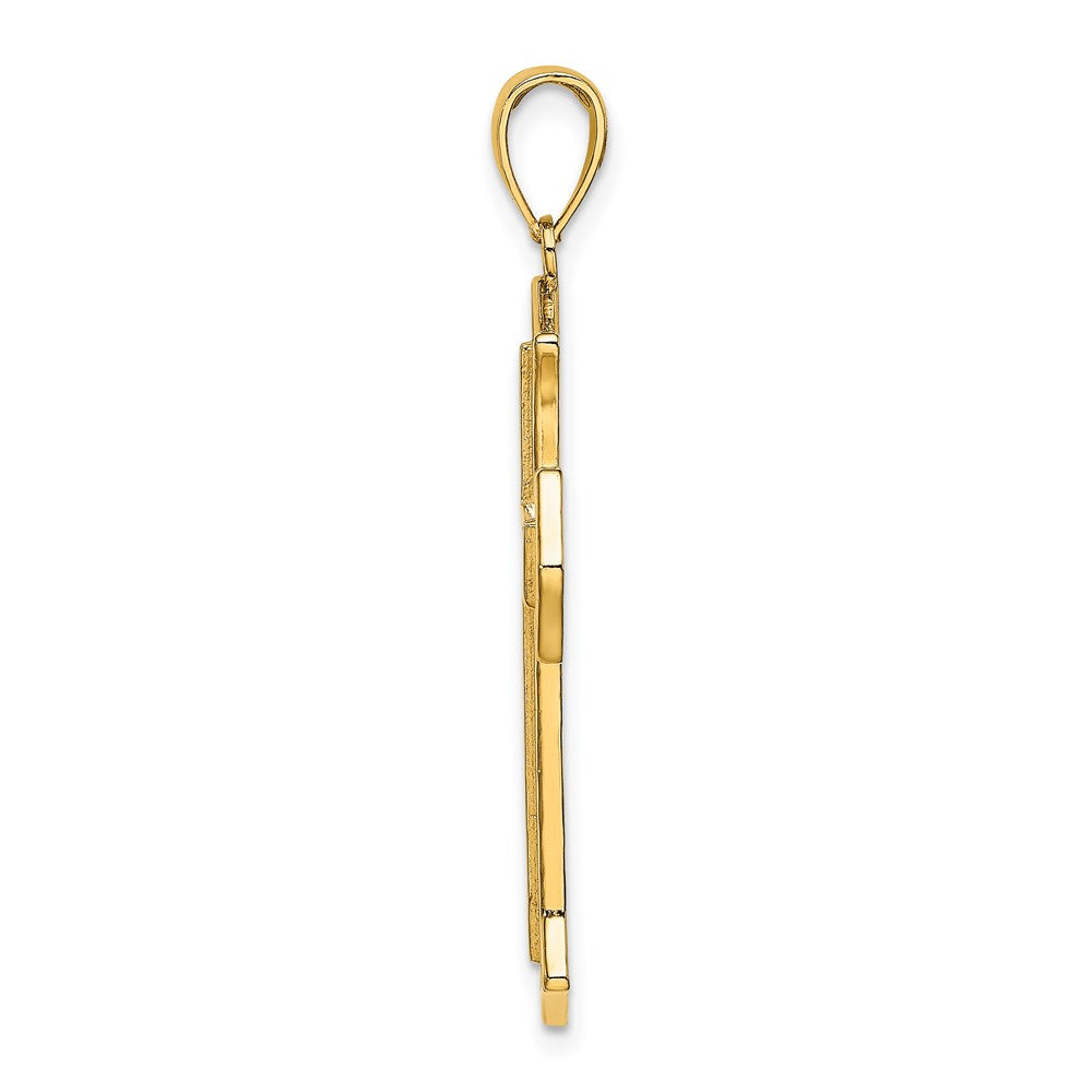 14k Gelbgold Kreuz-Charm mit filigranem 2-D-Mittelblock