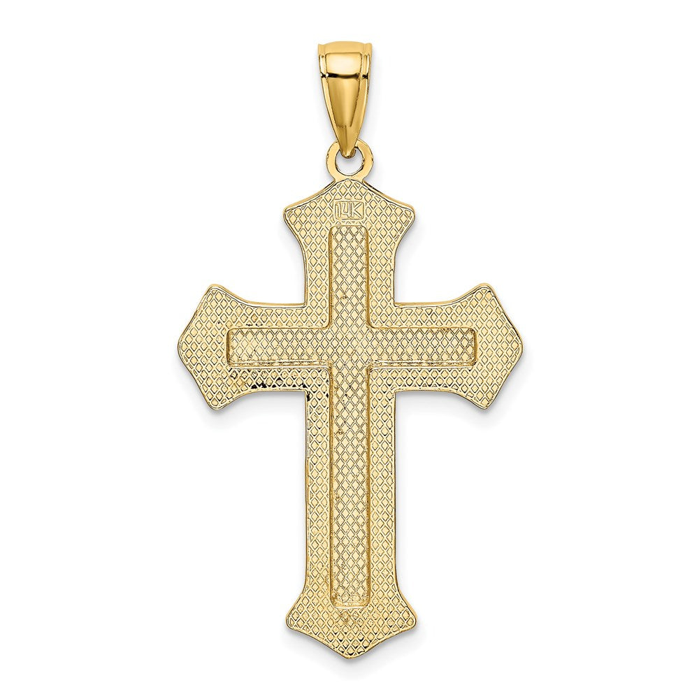 14k Gelbgold Kreuz-Charm mit filigranem 2-D-Mittelblock