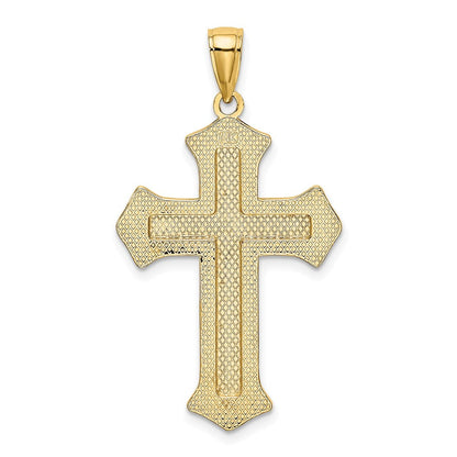 14k Gelbgold Kreuz-Charm mit filigranem 2-D-Mittelblock