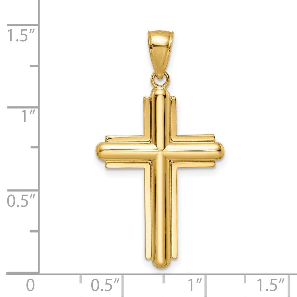 14K Gelbgold Kreuzanhänger mit abgeschrägten Kanten