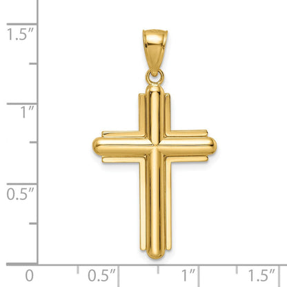 14K Gelbgold Kreuzanhänger mit abgeschrägten Kanten