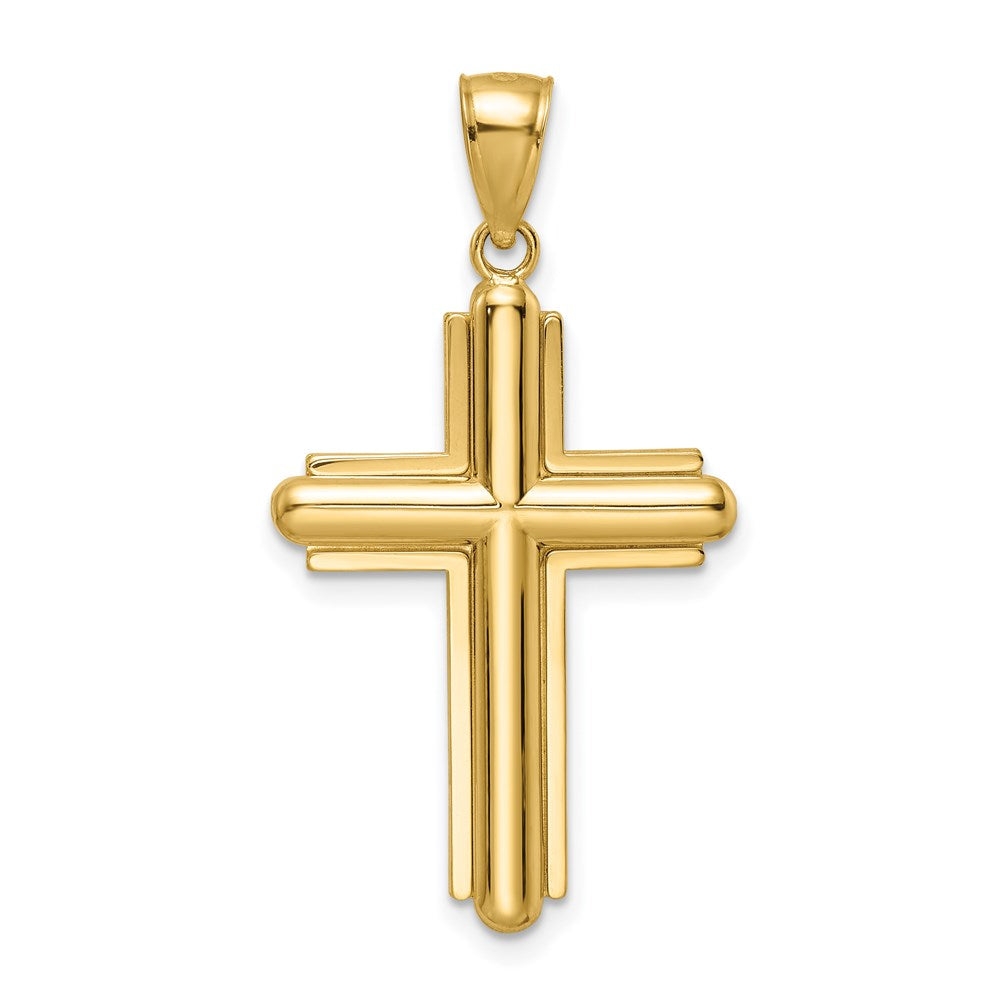 14K Gelbgold Kreuzanhänger mit abgeschrägten Kanten