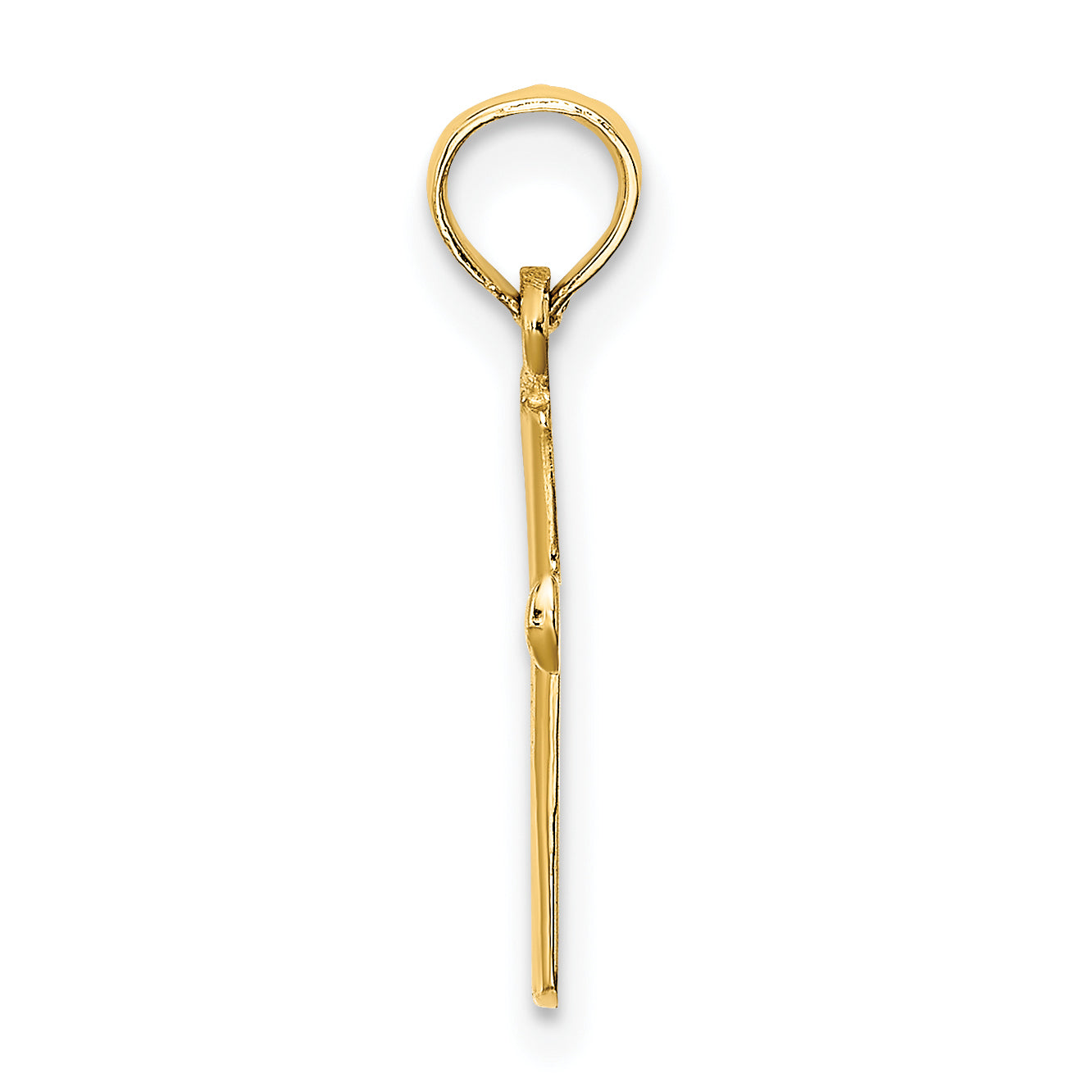 14K Gelbgold Poliert Abgeschrägt Kreuz mit Rund Tips Charm