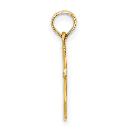 14K Gelbgold Poliert Abgeschrägt Kreuz mit Rund Tips Charm