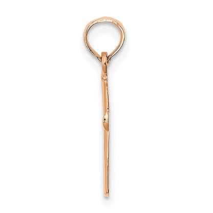 14K Roségold Poliert Abgeschrägt Kreuz mit Rund Tips Charm