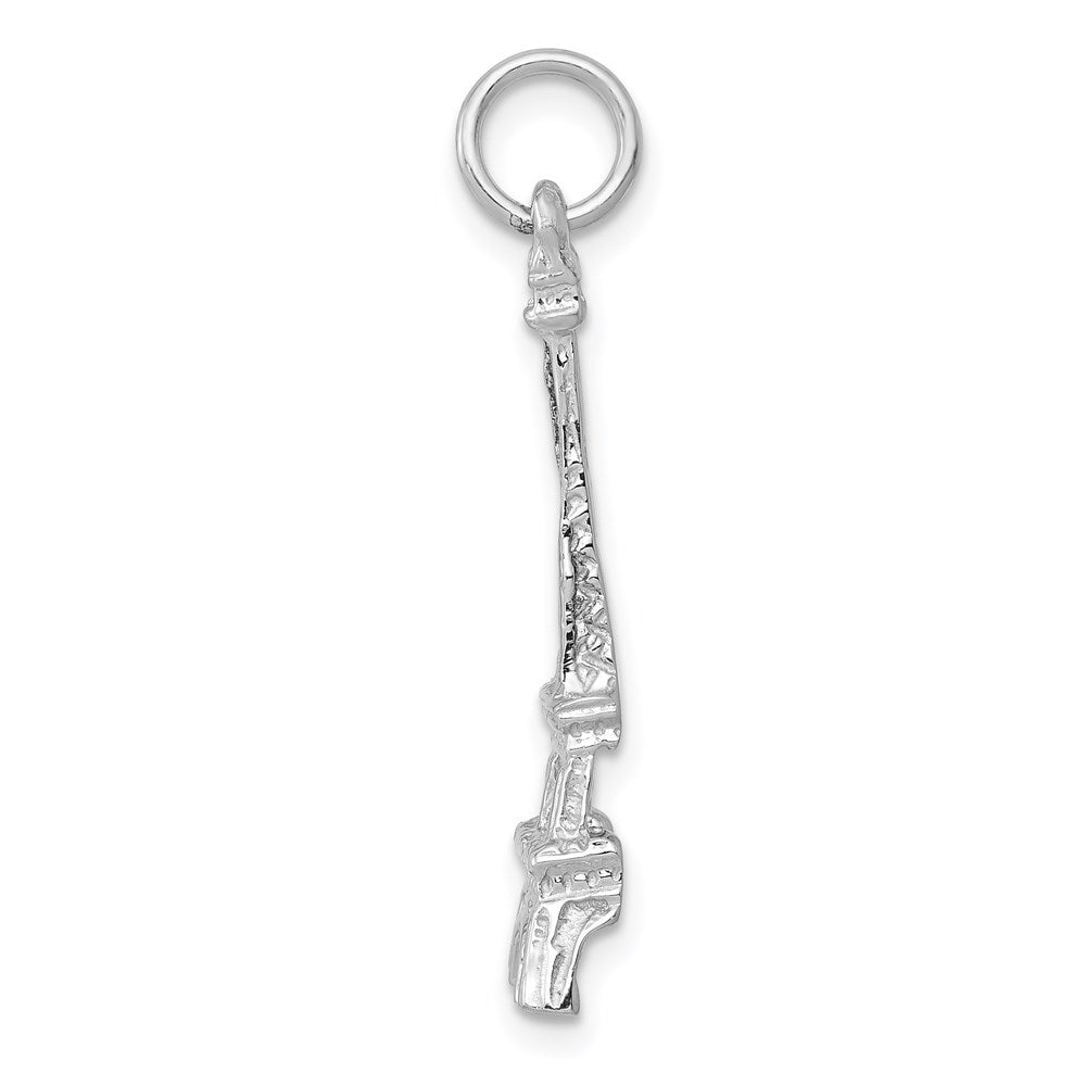 14K Weißgold Eiffelturm-Charm, massiv, poliert