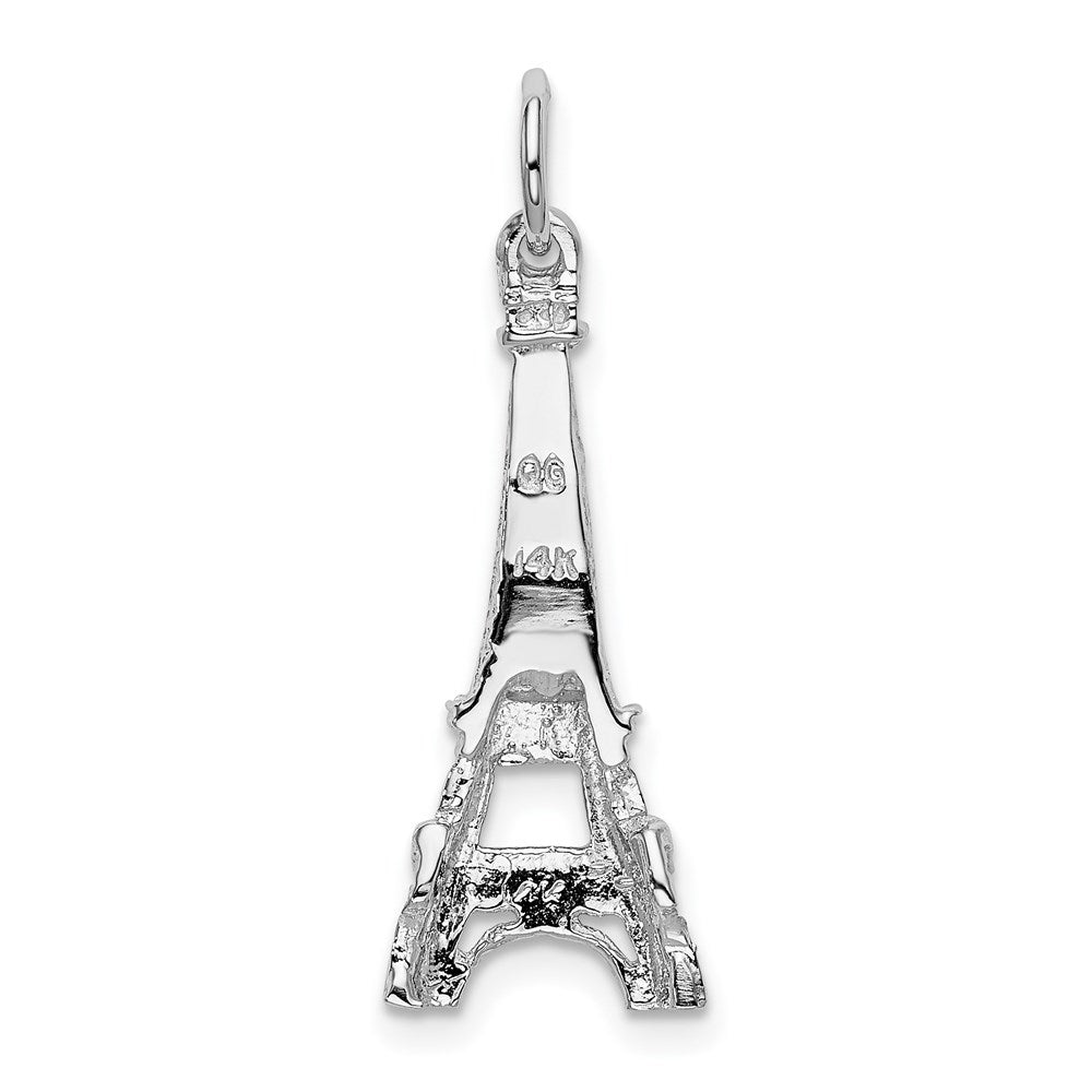 14K Weißgold Eiffelturm-Charm, massiv, poliert