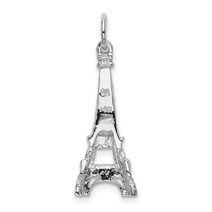 14K Weißgold Eiffelturm-Charm, massiv, poliert