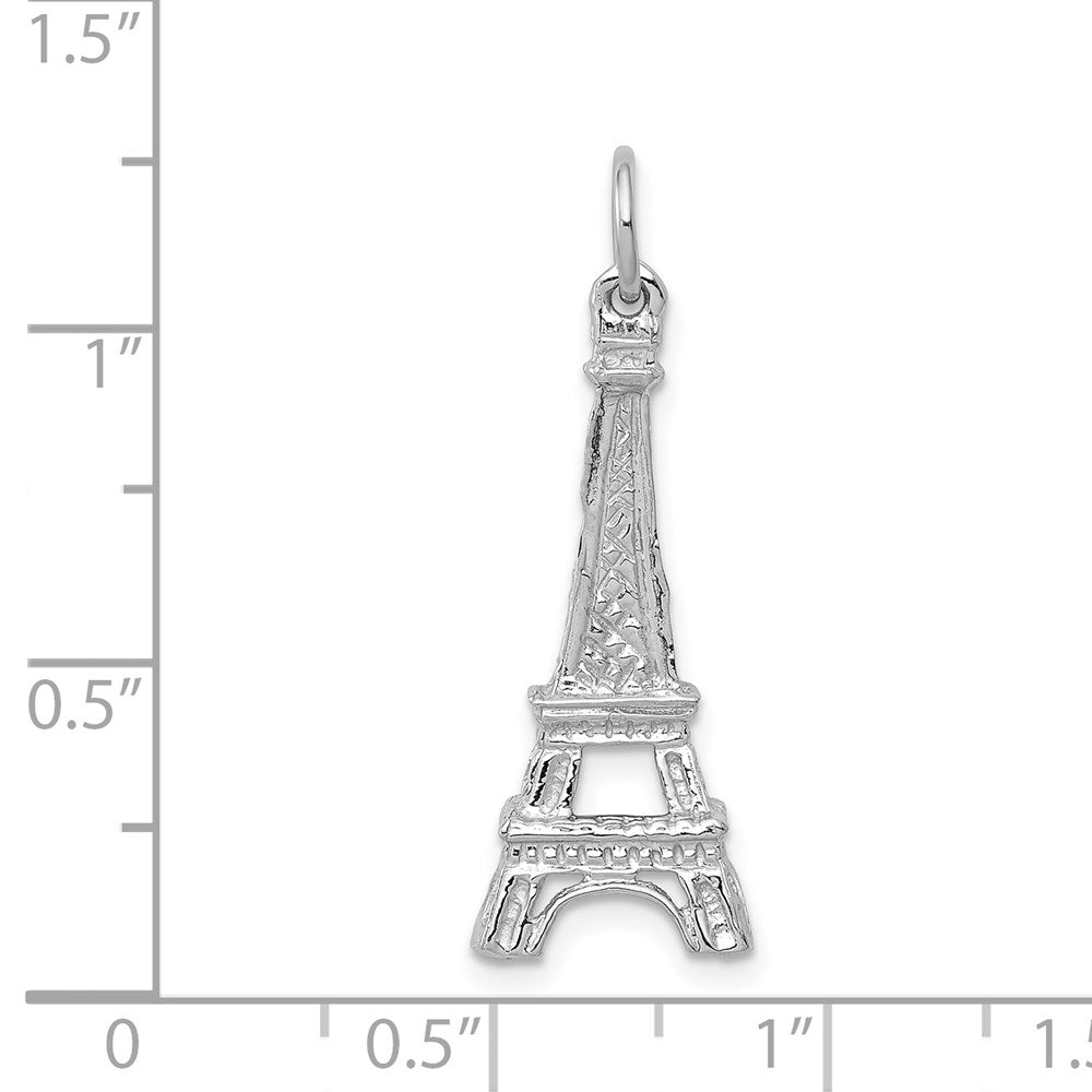 14K Weißgold Eiffelturm-Charm, massiv, poliert