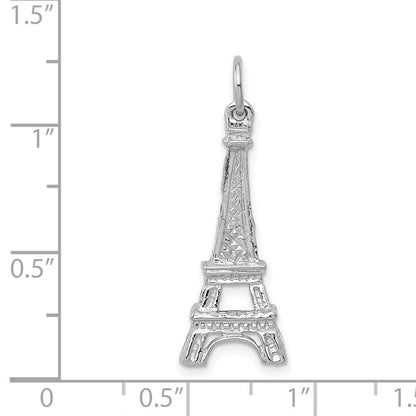 14K Weißgold Eiffelturm-Charm, massiv, poliert