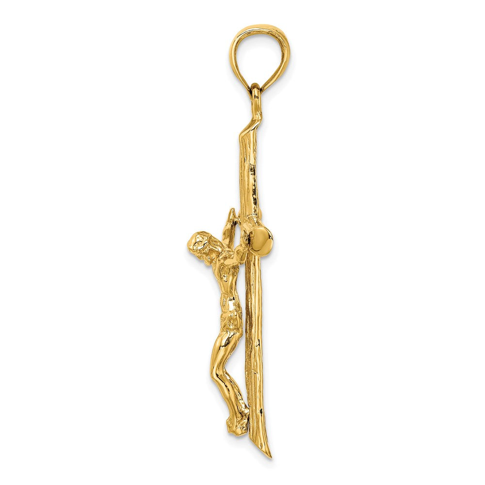 14 Karat Gelbgold Kruzifix-Charm mit strukturierter Oberfläche