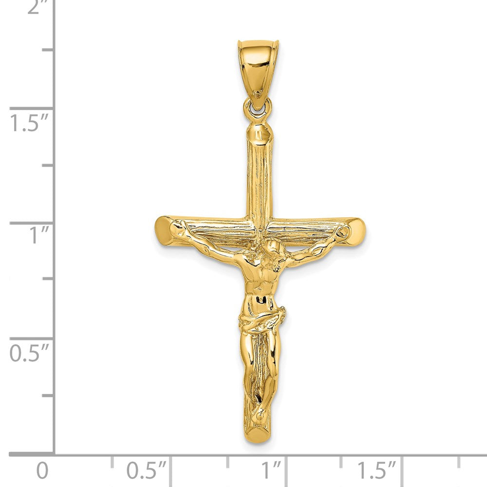 14 Karat Gelbgold Kruzifix-Charm mit strukturierter Oberfläche
