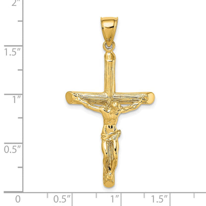 14 Karat Gelbgold Kruzifix-Charm mit strukturierter Oberfläche