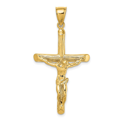 14 Karat Gelbgold Kruzifix-Charm mit strukturierter Oberfläche