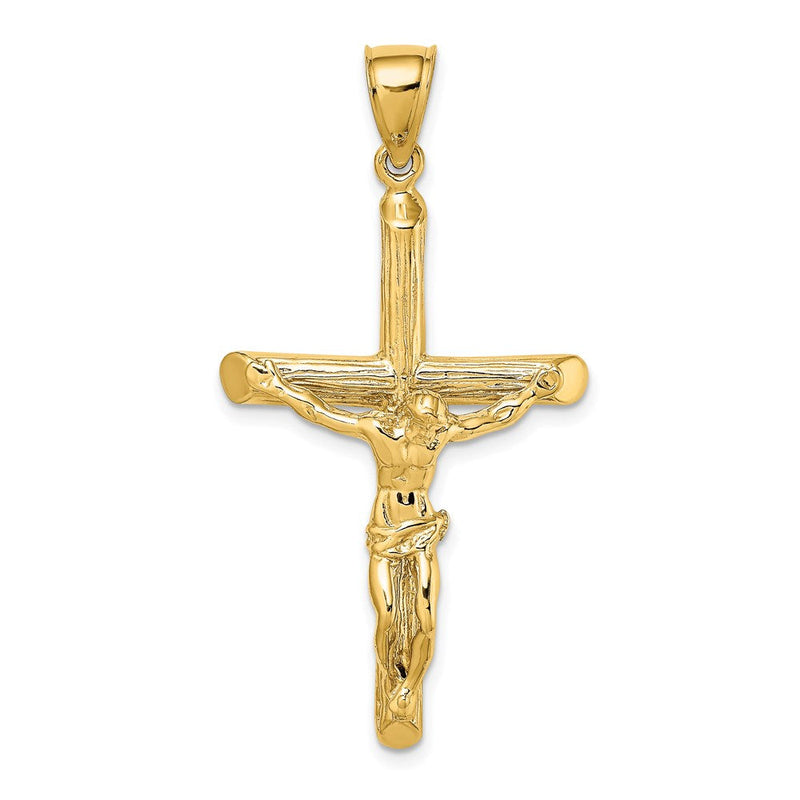 14 Karat Gelbgold Kruzifix-Charm mit strukturierter Oberfläche