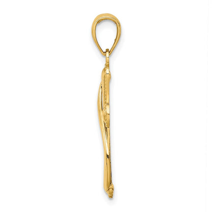 14K Gelbgold Kreuz mit Drape Charm