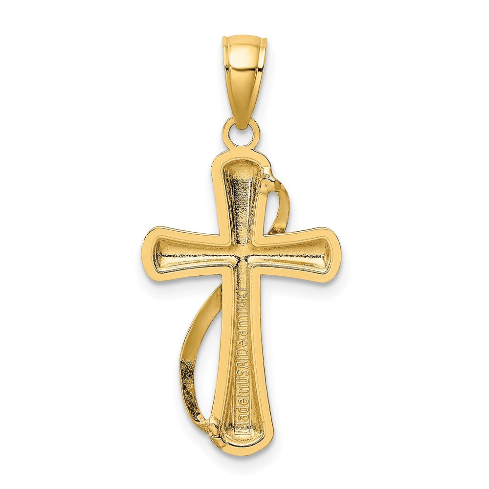 14K Gelbgold Kreuz mit Drape Charm