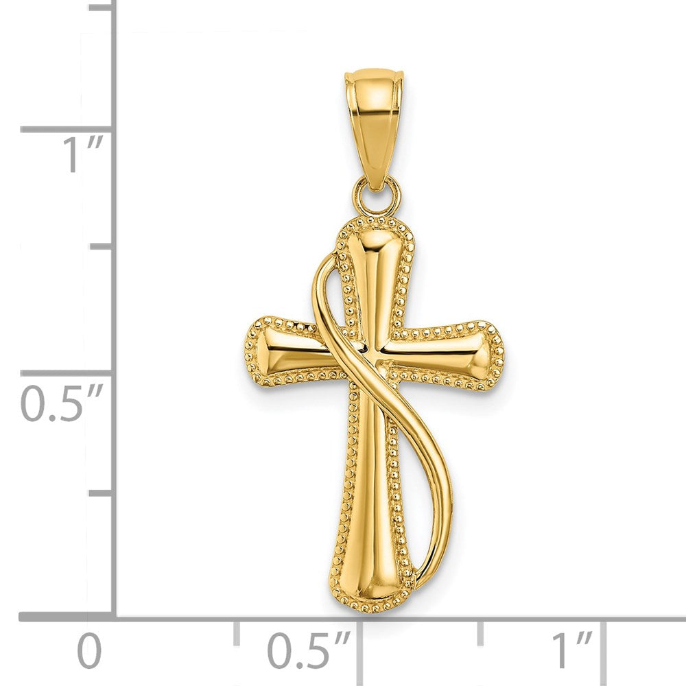 14K Gelbgold Kreuz mit Drape Charm