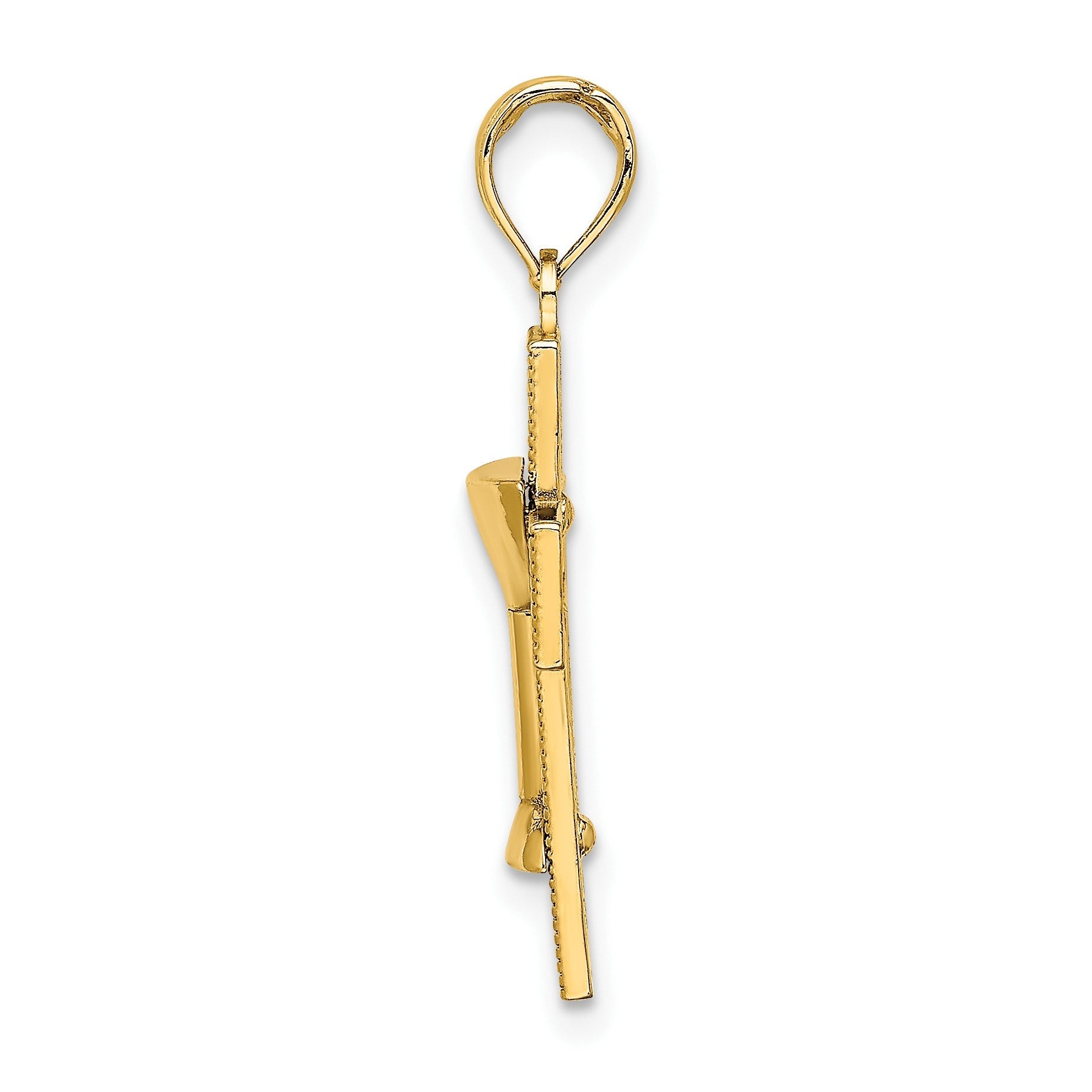 14K Gelbgold Polierter Kreuz-Anhänger mit Kommunionskelch-Charm