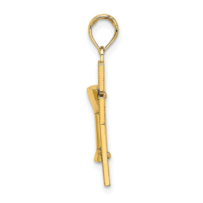 14K Gelbgold Polierter Kreuz-Anhänger mit Kommunionskelch-Charm