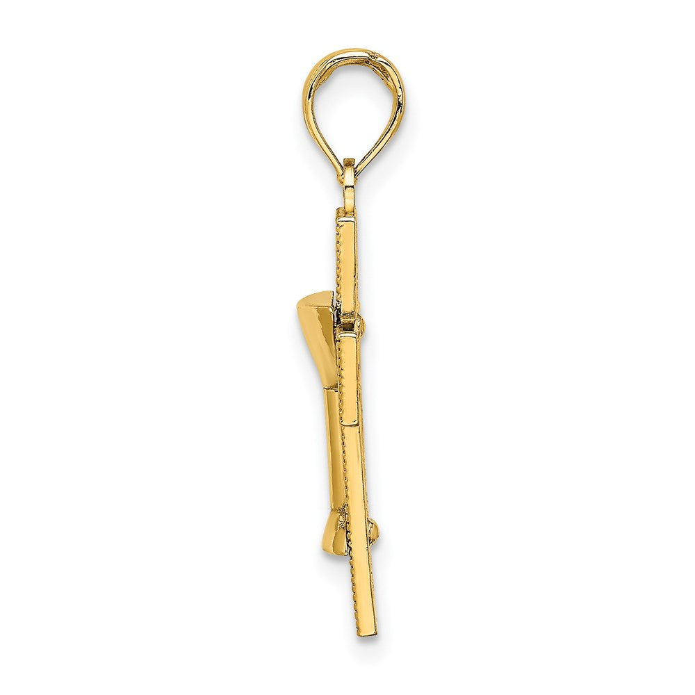 14K Gelbgold Polierter Kreuz-Anhänger mit Kommunionskelch-Charm