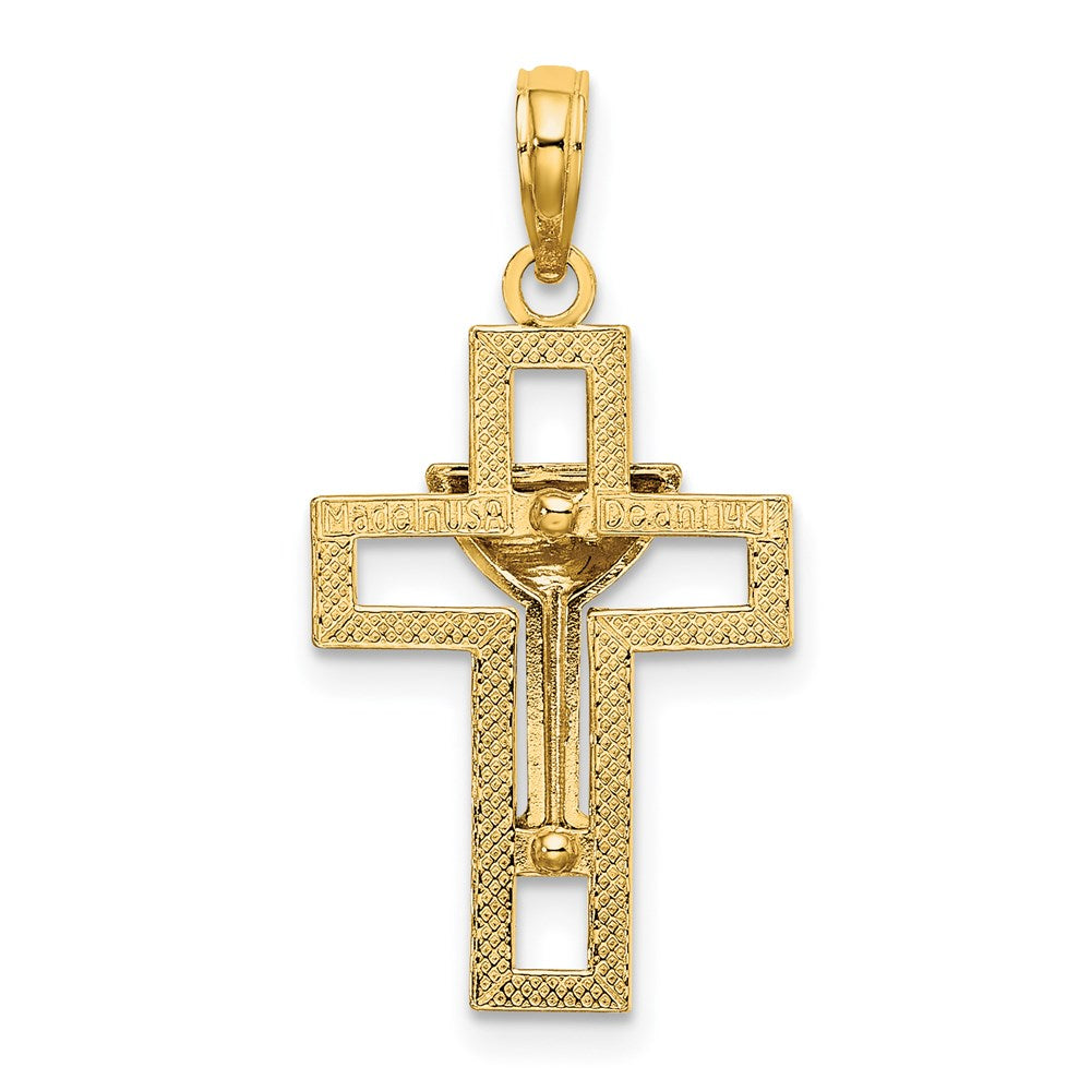 14K Gelbgold Polierter Kreuz-Anhänger mit Kommunionskelch-Charm