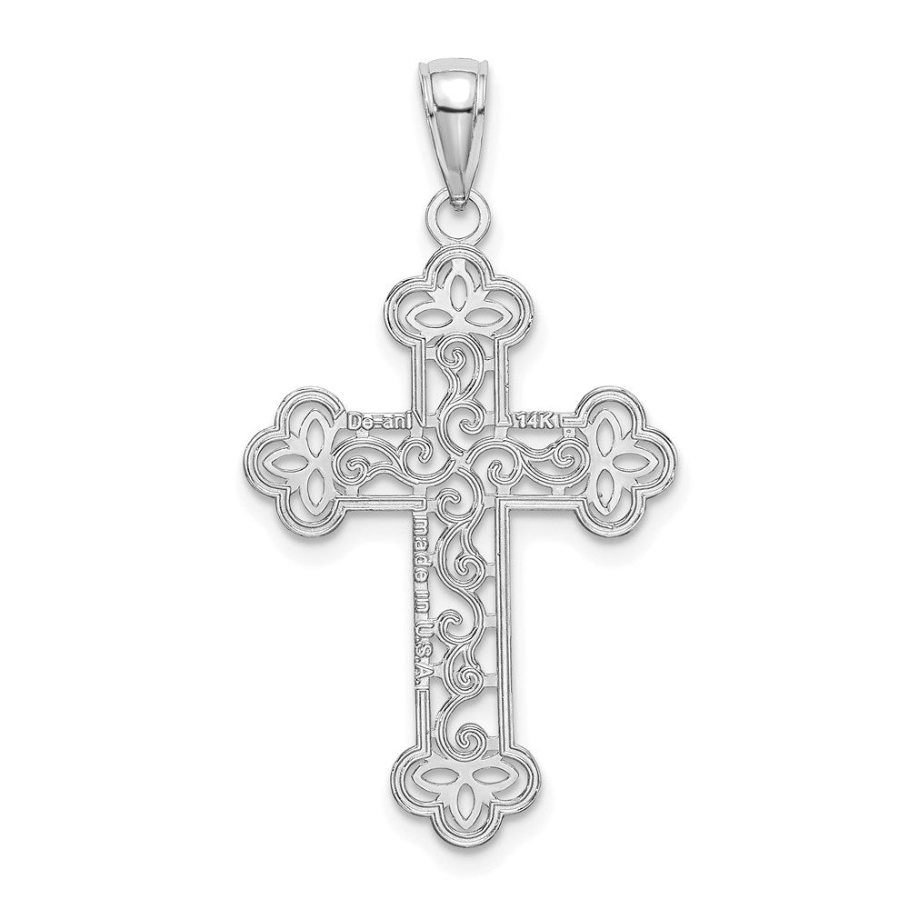 14K Weißgold Strukturiert und Gekugelt Kante Charm