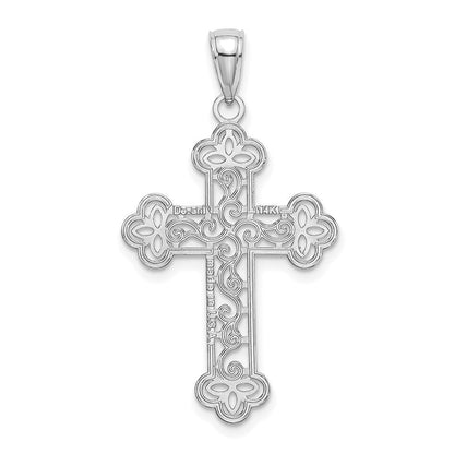 14K Weißgold Strukturiert und Gekugelt Kante Charm
