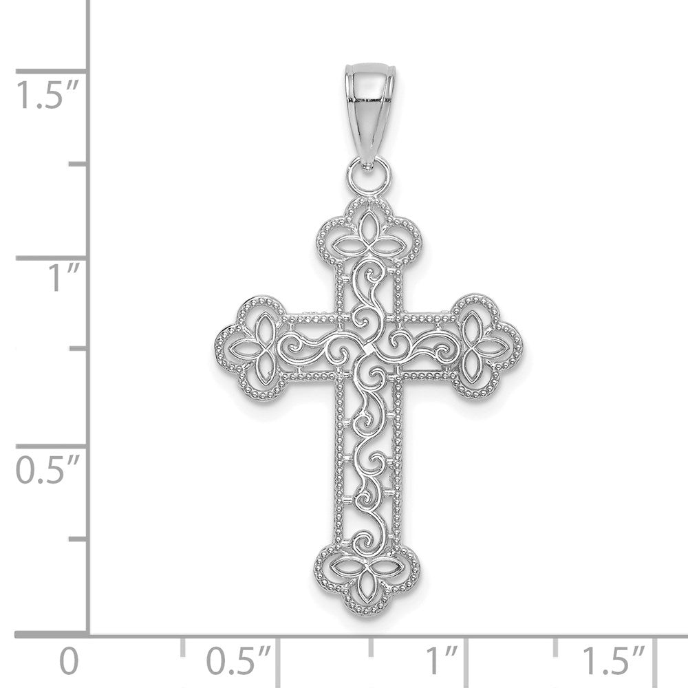 14K Weißgold Strukturiert und Gekugelt Kante Charm