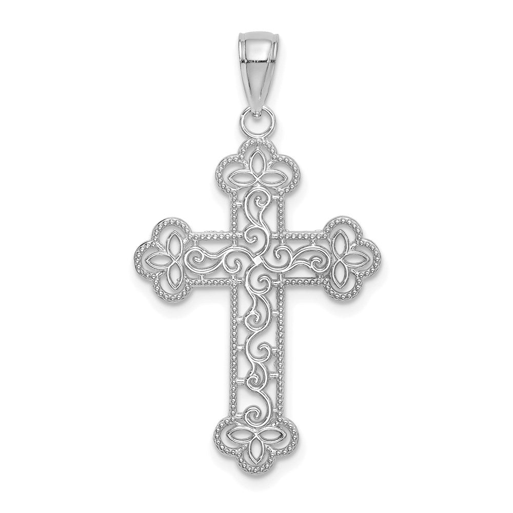 14K Weißgold Strukturiert und Gekugelt Kante Charm