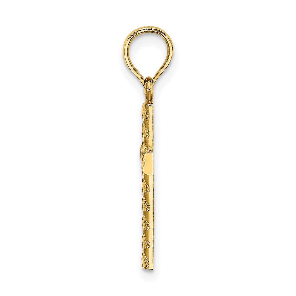 14K Gelbgold Gekugelt und Poliert Kreuz Charm