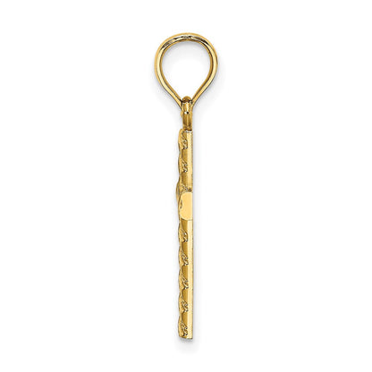 14K Gelbgold Gekugelt und Poliert Kreuz Charm