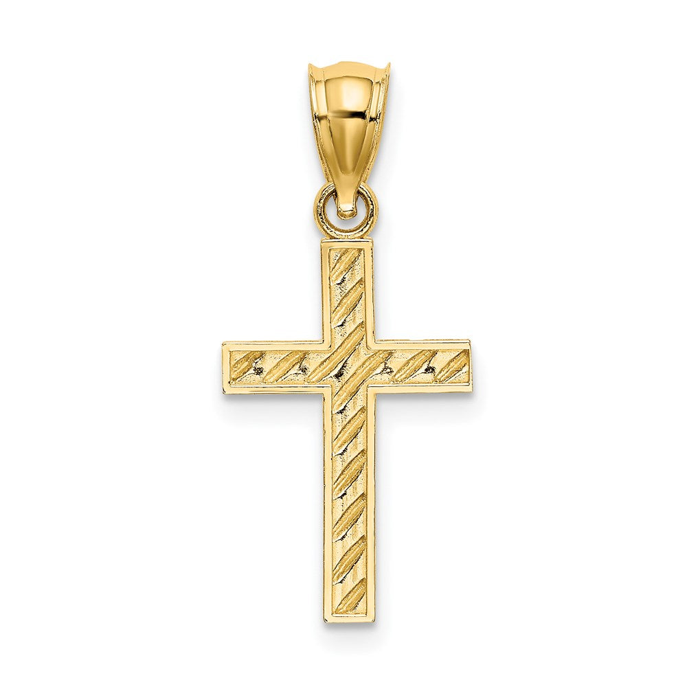 14K Gelbgold Gekugelt und Poliert Kreuz Charm
