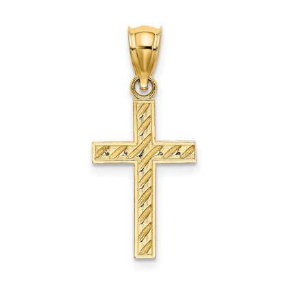 14K Gelbgold Gekugelt und Poliert Kreuz Charm