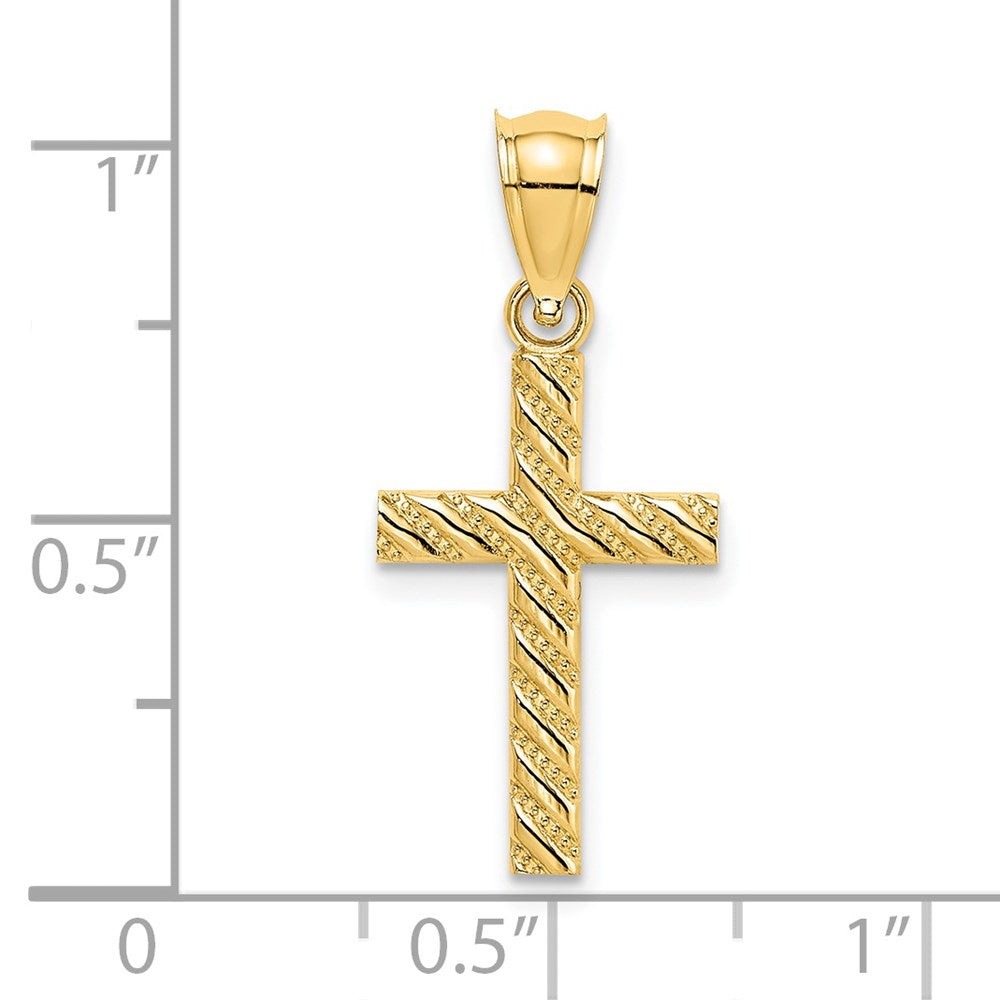 14K Gelbgold Gekugelt und Poliert Kreuz Charm