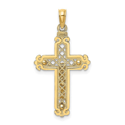 14 Karat Gelbgold Fancy Kreuzanhänger-Charm