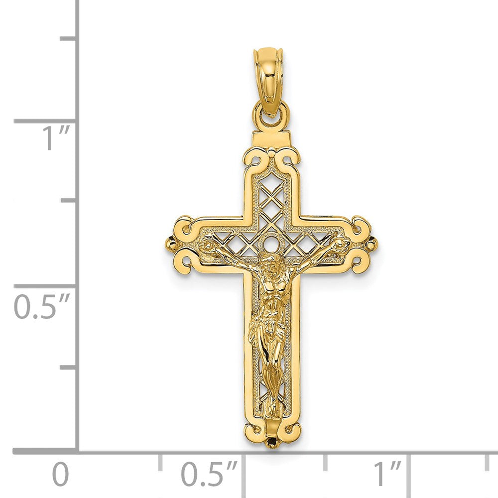 14 Karat Gelbgold Fancy Kreuzanhänger-Charm