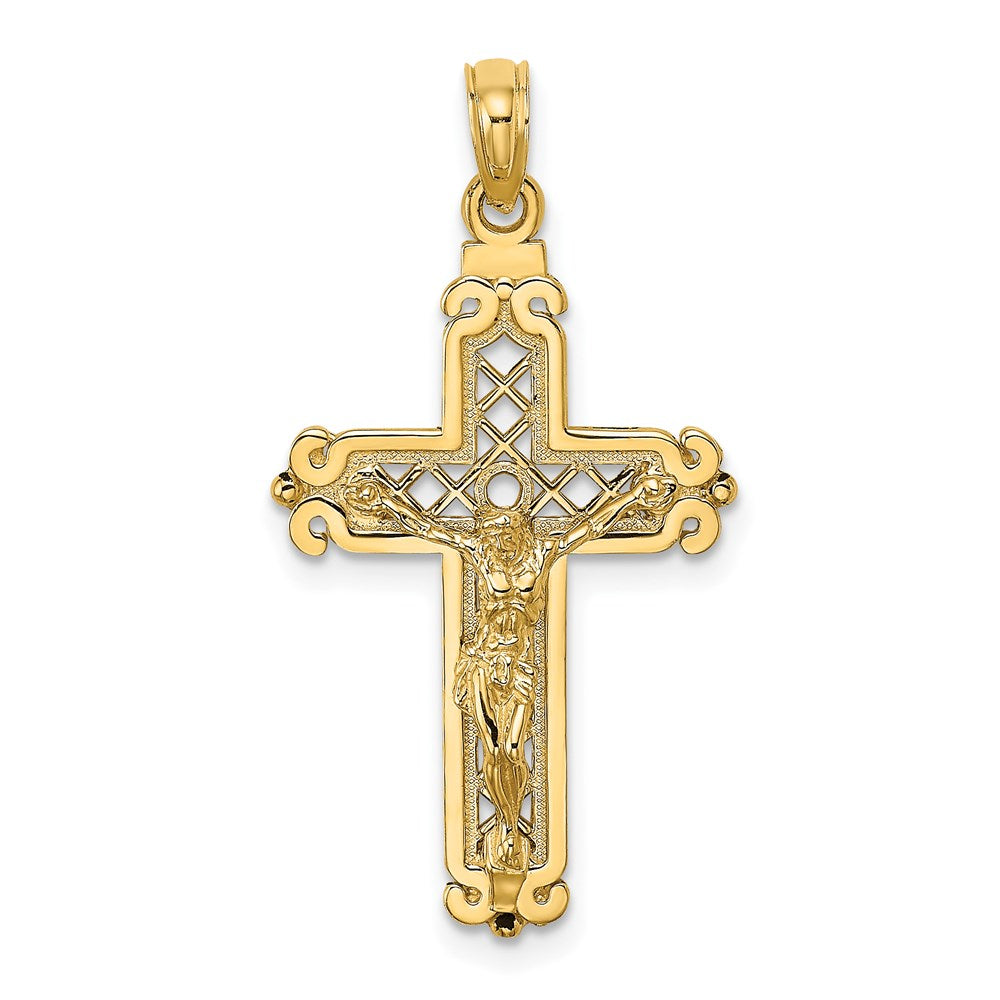 14 Karat Gelbgold Fancy Kreuzanhänger-Charm