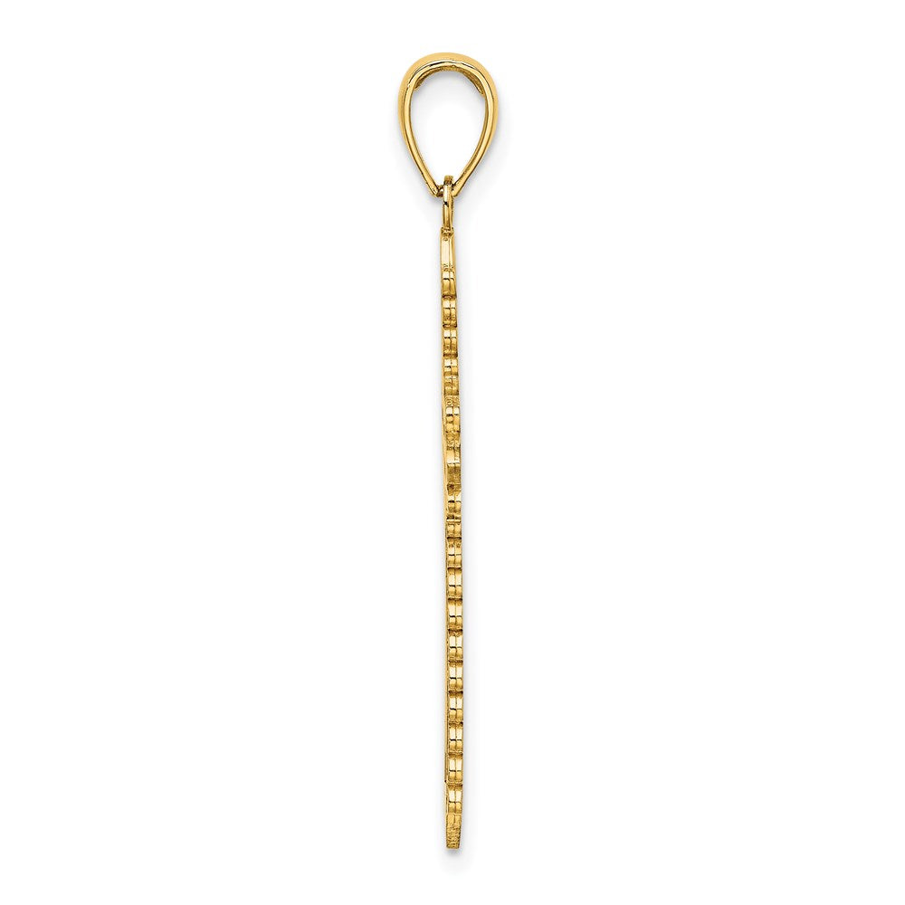14K Gelbgold Kreuz-Charm mit Spitzenrand